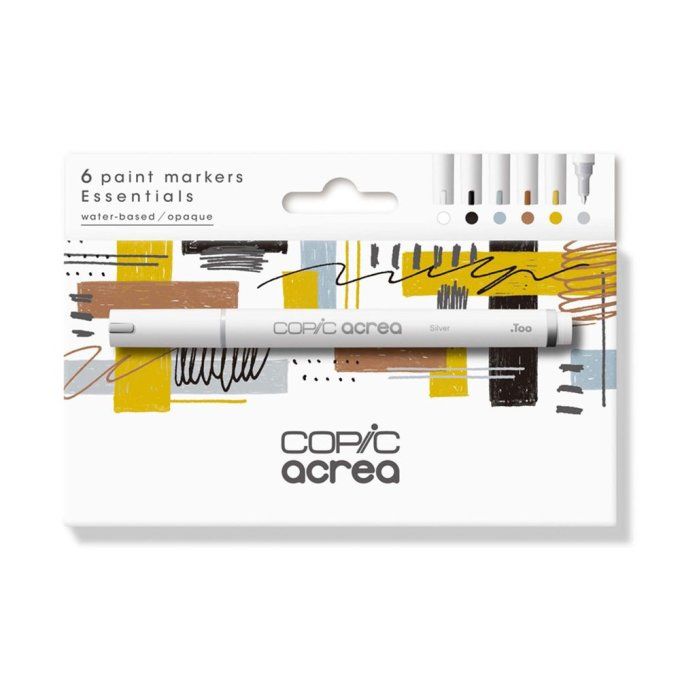 6 marqueurs Copic Acrea - Encre pigmentée opaque à base d'eau - Essentials