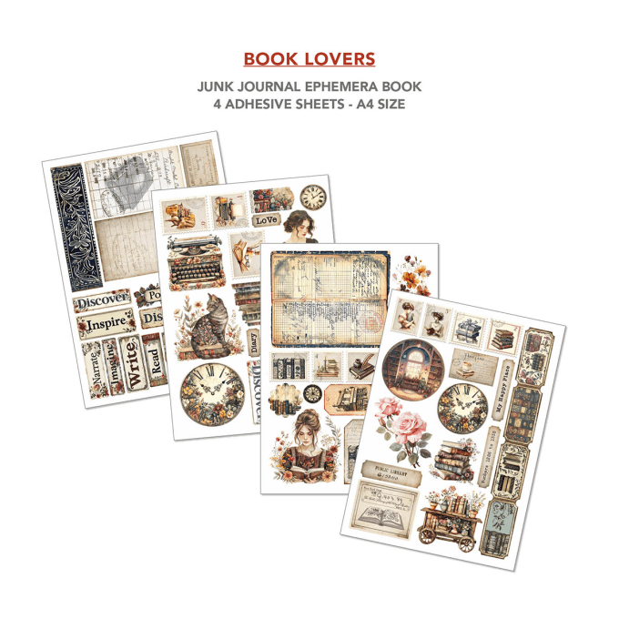 Book lovers, format A4 - 32 feuilles de papier recto verso 