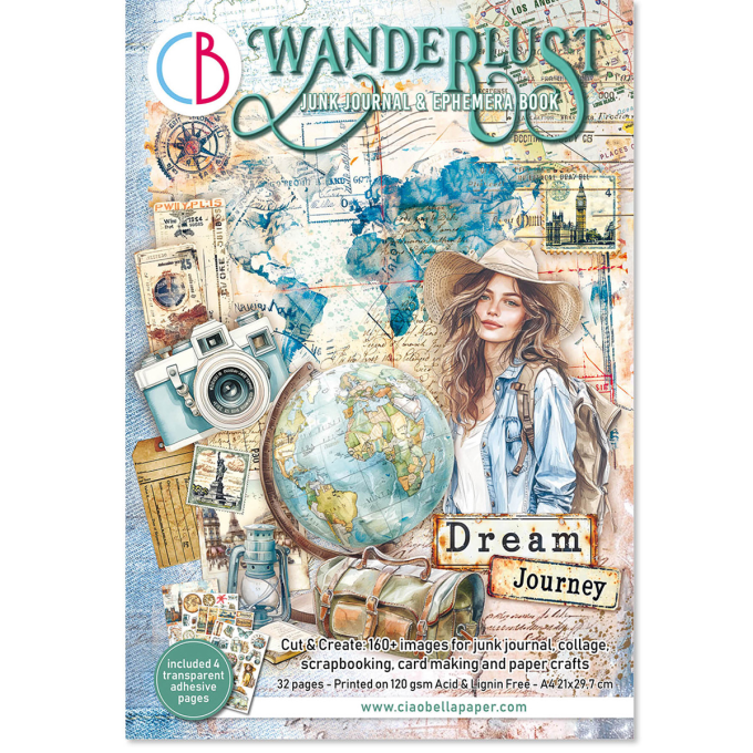 Wanderlust, format A4 - 32 feuilles de papier recto verso