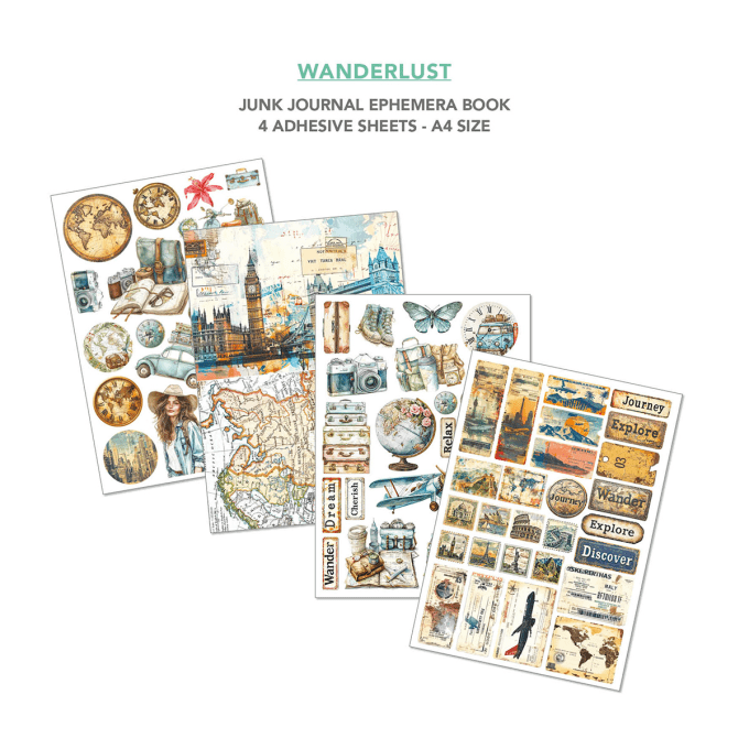 Wanderlust, format A4 - 32 feuilles de papier recto verso