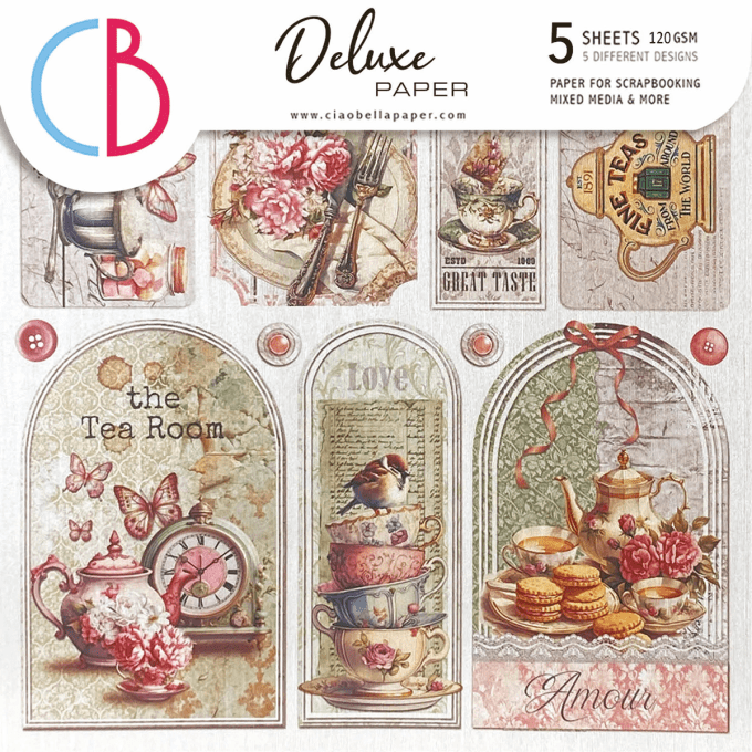 Deluxe paper Ciao Bella, Timeless moments,  15x15cm - 5 feuilles - 92gsm