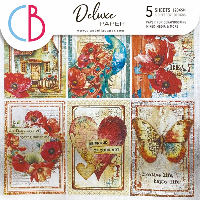 Deluxe paper Ciao Bella, Majestic dream,  15x15cm - 5 feuilles - 92gsm