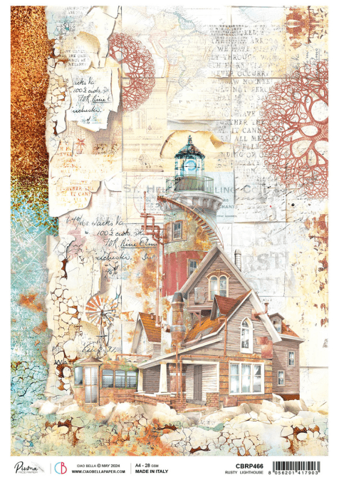 Feuille de riz, Rusty lighthouse, Ciao Bella - format A4