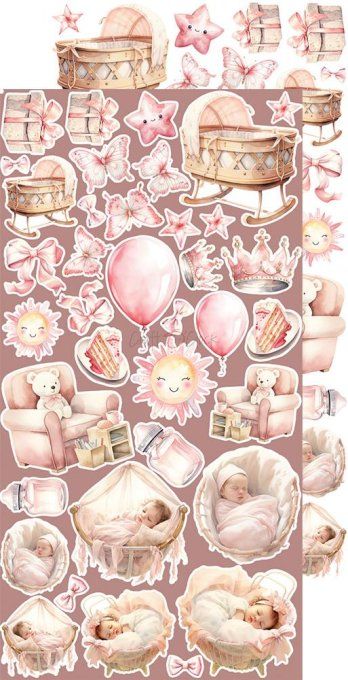 Ensemble de 18 feuilles, 15x30cm, collection : Girl & Curl - Craft O Clock, 250g