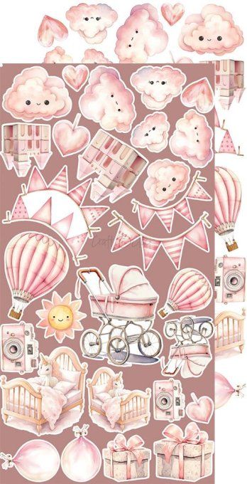 Ensemble de 18 feuilles, 15x30cm, collection : Girl & Curl - Craft O Clock, 250g