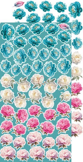 Ensemble de 18 feuilles, 15x30cm, collection : Soulflowers - Craft O Clock, 250g