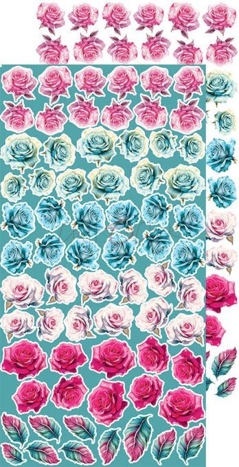 Ensemble de 18 feuilles, 15x30cm, collection : Soulflowers - Craft O Clock, 250g