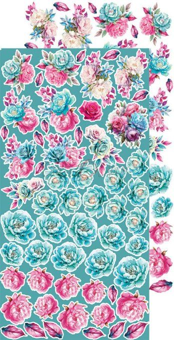 Ensemble de 18 feuilles, 15x30cm, collection : Soulflowers - Craft O Clock, 250g - Mix