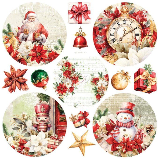 Ensemble de 24 feuilles, 20x20cm, collection : Christmas Everywhere - Craft O Clock, 250g