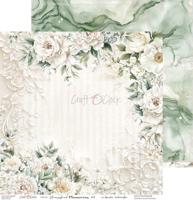 Ensemble de 6 feuilles, 30x30cm, collection : Cherished memories - Craft O Clock, 250g