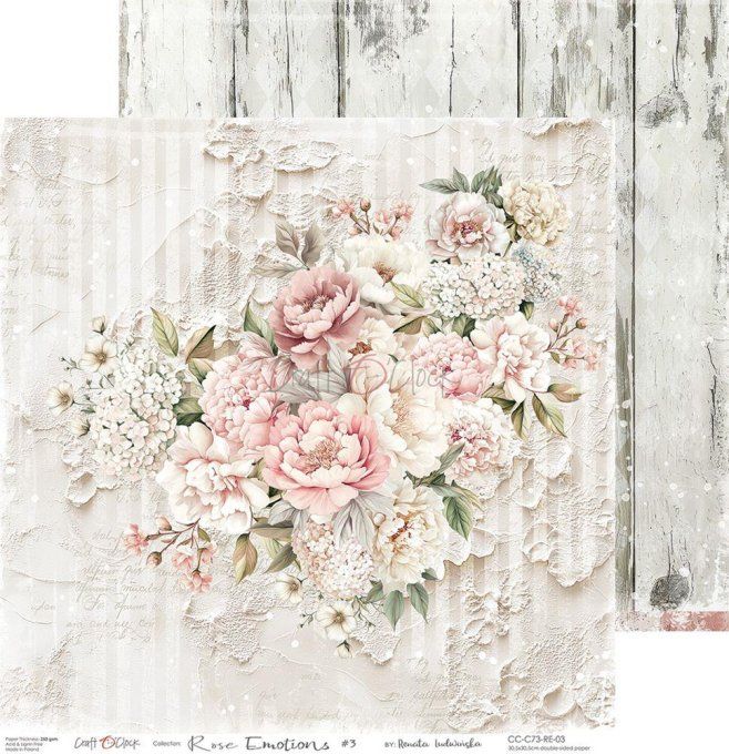 Ensemble de 6 feuilles, 30x30cm, collection : Rose Emotions - Craft O Clock, 250g