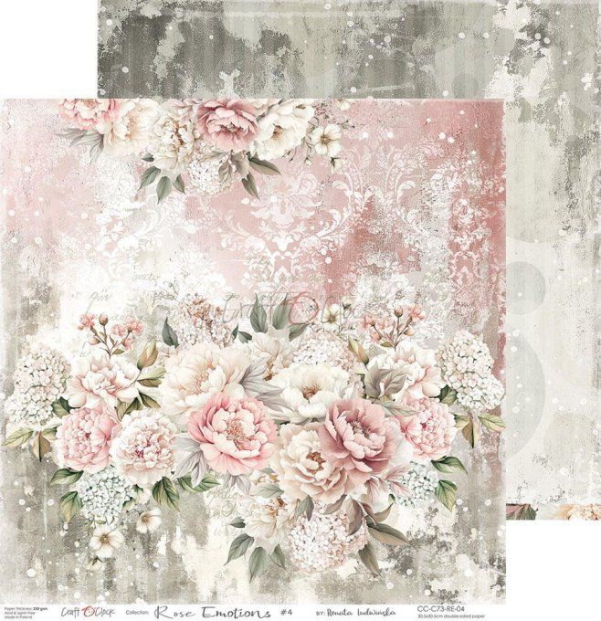 Ensemble de 6 feuilles, 30x30cm, collection : Rose Emotions - Craft O Clock, 250g