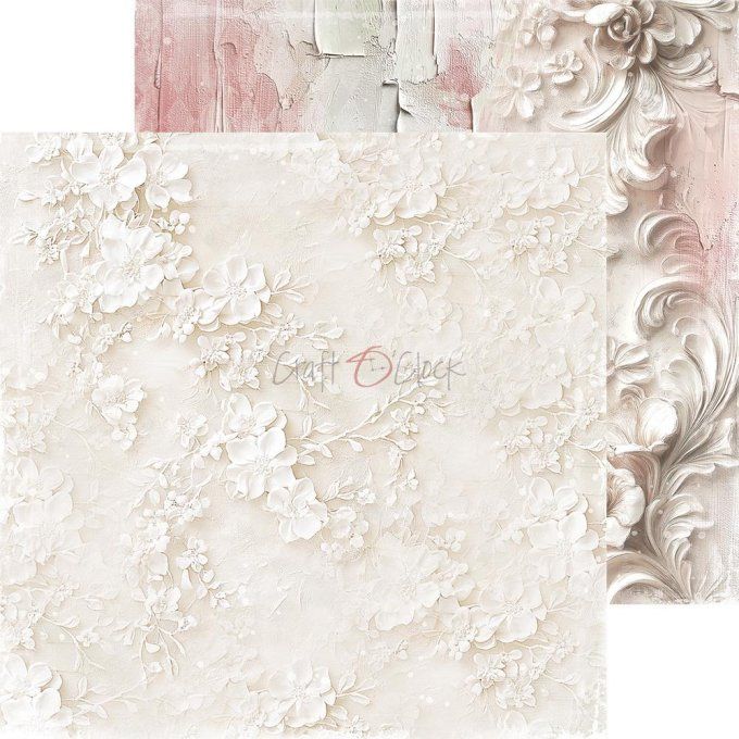 Ensemble de 24 feuilles, 20x20cm, collection : Rose Emotions - Craft O Clock, 250g