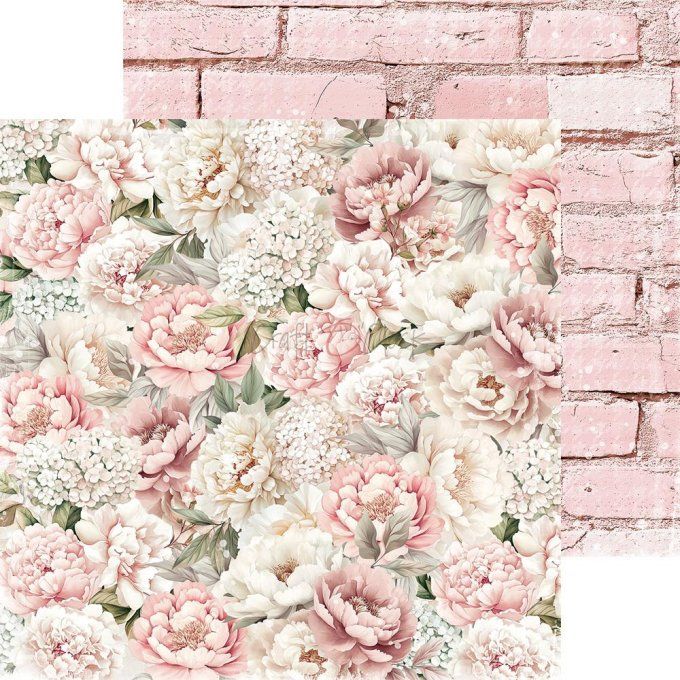 Ensemble de 24 feuilles, 20x20cm, collection : Rose Emotions - Craft O Clock, 250g