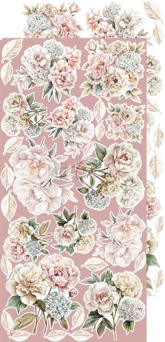 Ensemble de 18 feuilles, 15x30cm, collection : Rose Emotions, Craft O Clock, 250g