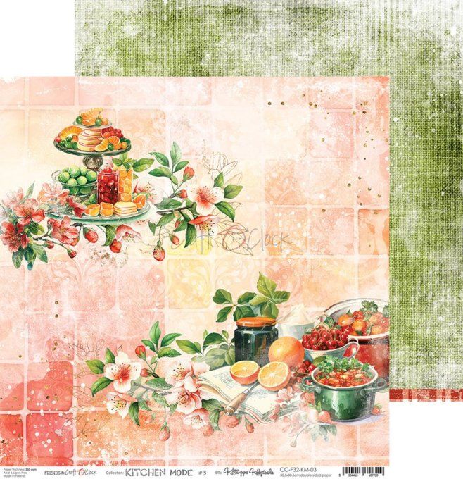 Ensemble de 6 feuilles, 30x30cm, collection : Kitchen mode - Craft O Clock, 250g