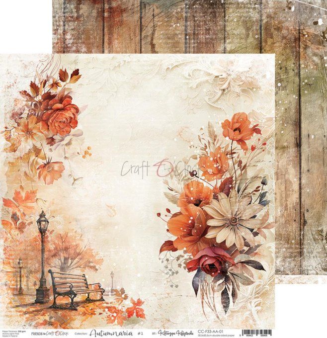 Ensemble de 6 feuilles, 30x30cm, collection : Autumnaria - Craft O Clock, 250g