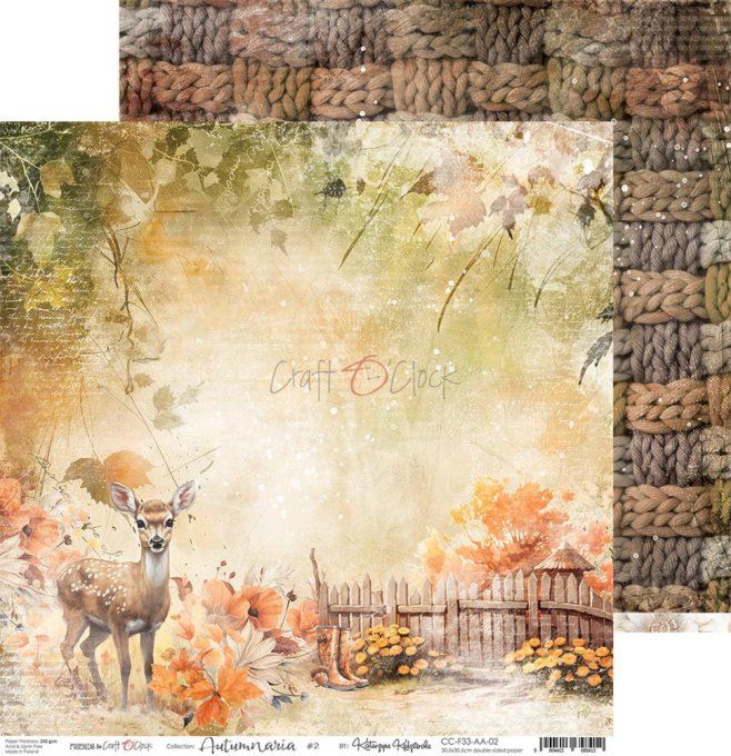 Ensemble de 6 feuilles, 30x30cm, collection : Autumnaria - Craft O Clock, 250g