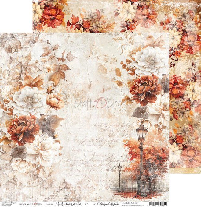 Ensemble de 6 feuilles, 30x30cm, collection : Autumnaria - Craft O Clock, 250g