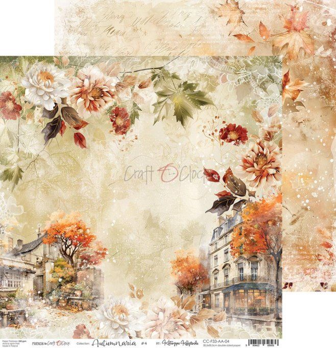 Ensemble de 6 feuilles, 30x30cm, collection : Autumnaria - Craft O Clock, 250g