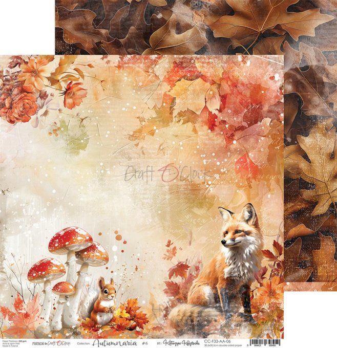 Ensemble de 6 feuilles, 30x30cm, collection : Autumnaria - Craft O Clock, 250g