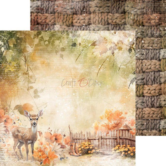 Ensemble de 24 feuilles, 20x20cm, collection : Autumnaria - Craft O Clock