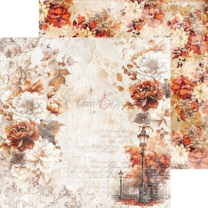 Ensemble de 24 feuilles, 20x20cm, collection : Autumnaria - Craft O Clock