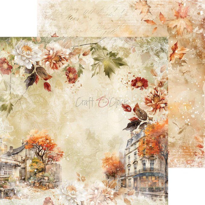 Ensemble de 24 feuilles, 20x20cm, collection : Autumnaria - Craft O Clock