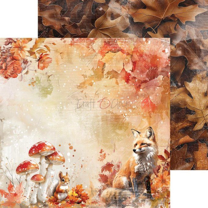 Ensemble de 24 feuilles, 20x20cm, collection : Autumnaria - Craft O Clock