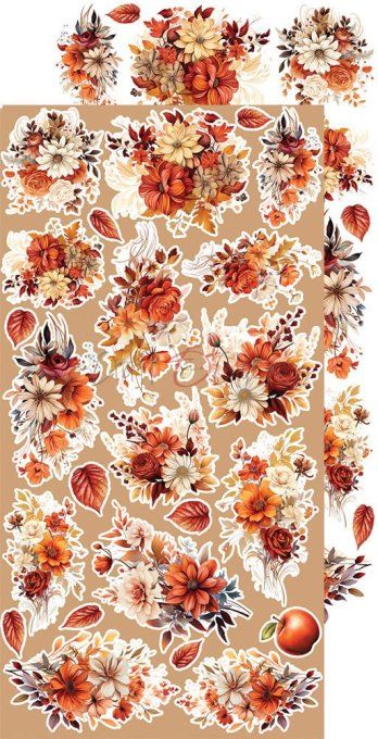 Ensemble de 18 feuilles, 15x30cm, collection : Autumnaria - Craft O Clock, 250g , Flowers & More