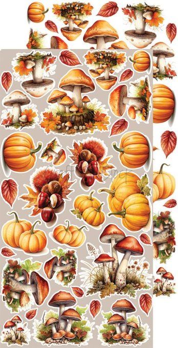 Ensemble de 18 feuilles, 15x30cm, collection : Autumnaria - Craft O Clock, 250g 