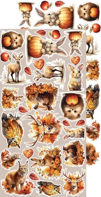 Ensemble de 18 feuilles, 15x30cm, collection : Autumnaria - Craft O Clock, 250g 