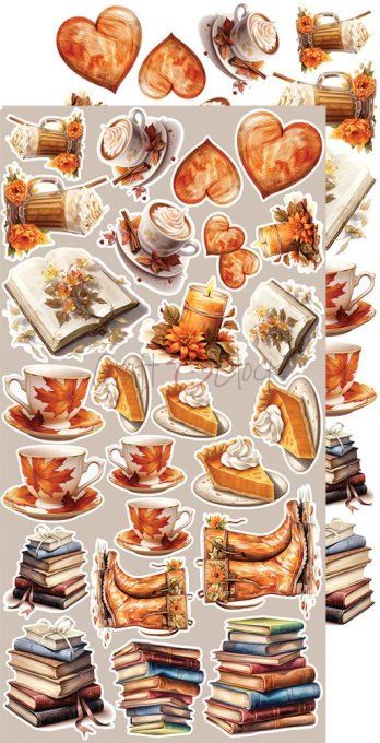 Ensemble de 18 feuilles, 15x30cm, collection : Autumnaria - Craft O Clock, 250g 