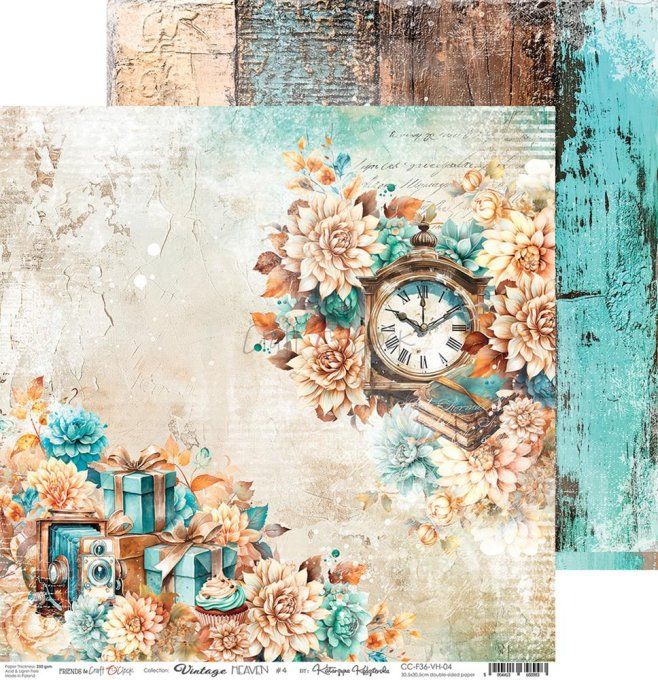 Ensemble de 6 feuilles, 30x30cm, collection : Vintage heaven - Craft O Clock, 250g