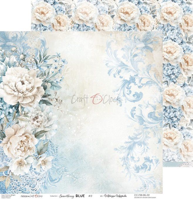 Ensemble de 6 feuilles, 30x30cm, collection : Something blue - Craft O Clock, 250g 