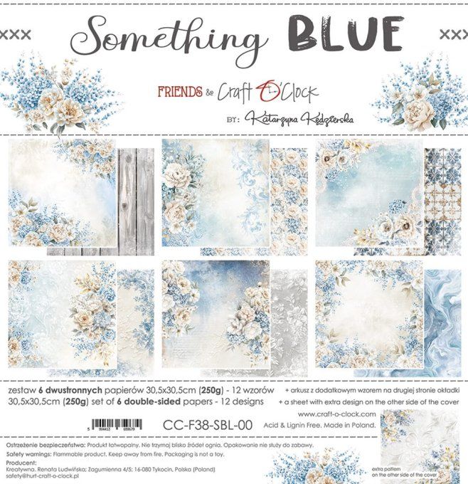 Ensemble de 6 feuilles, 30x30cm, collection : Something blue - Craft O Clock, 250g 