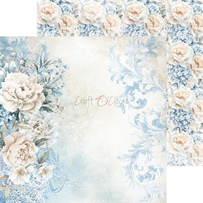 Ensemble de 24 feuilles, 20x20cm, collection : Something blue - Craft O Clock, 250g 