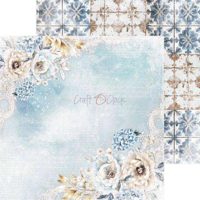 Ensemble de 24 feuilles, 20x20cm, collection : Something blue - Craft O Clock, 250g 