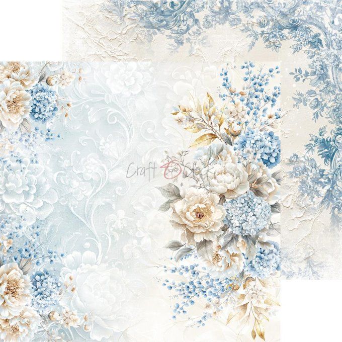 Ensemble de 24 feuilles, 20x20cm, collection : Something blue - Craft O Clock, 250g 