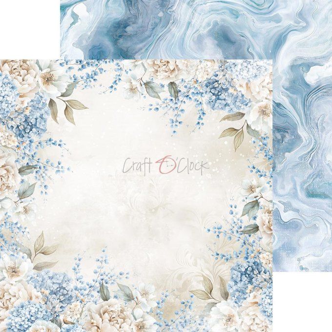 Ensemble de 24 feuilles, 20x20cm, collection : Something blue - Craft O Clock, 250g 