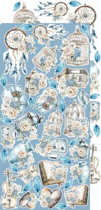 Ensemble de 18 feuilles, 15x30cm, collection : Something blue, Craft O Clock, 250g