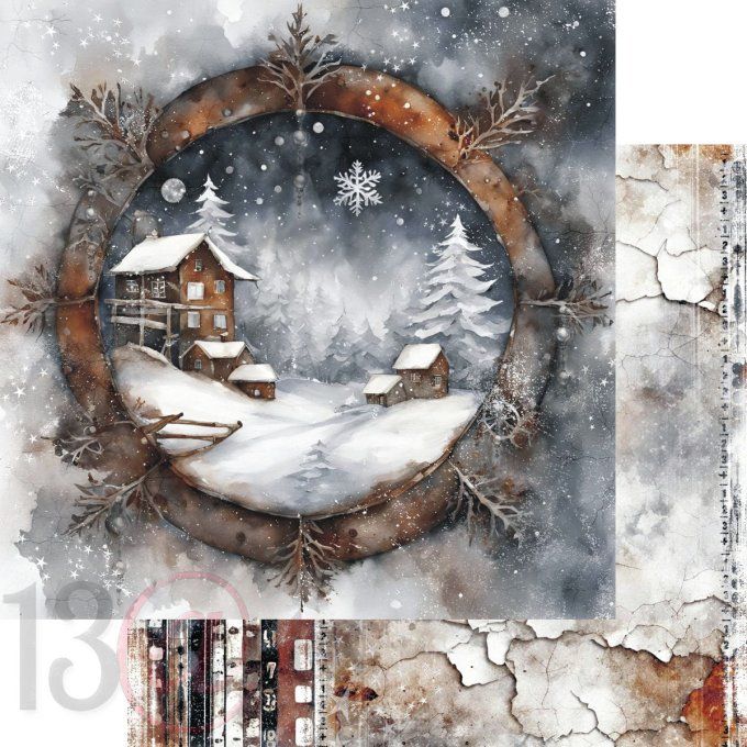 Ensemble de 8 feuilles, 30x30cm, Collection : Grungy winter, 13@rts - Motif recto verso  - 250g