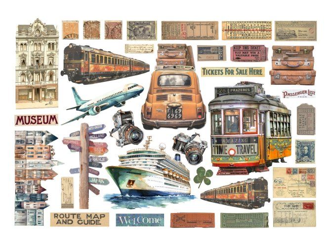 Die-cuts autocollants, collection : Art of travelling