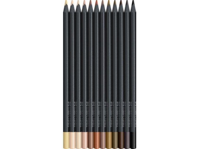 Crayons colorés Faber-Castell Black Edition - 12 unités, bois noir et noyau  super doux, crayons de couleur de qualité professionnelle pour la