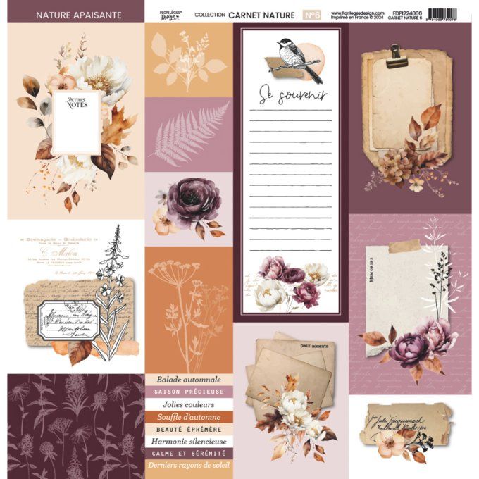 Florilèges Design, 30x30cm - Collection Carnet nature, 10 feuilles