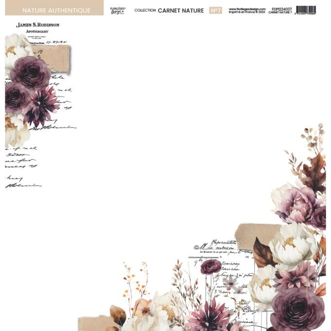 Florilèges Design, 30x30cm - Collection Carnet nature, 10 feuilles