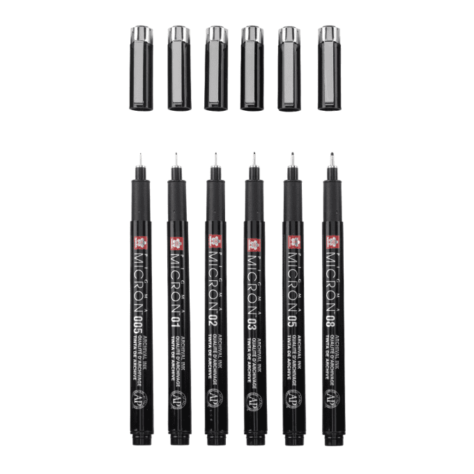 6 stylos pigma micron Sakura