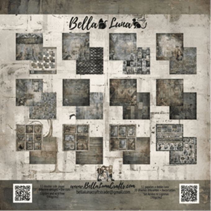 Ensemble de 12 feuilles motif recto verso, 20x20 - Winter is coming - BellaLuna crafts - 190gsm