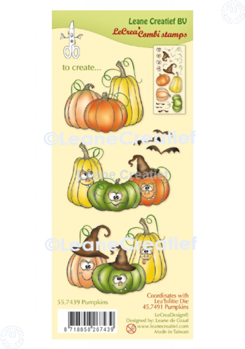 Ensemble de Tampons (22), Leane creatief - Pumpkins - dimension de la planche : 8x18.5cm