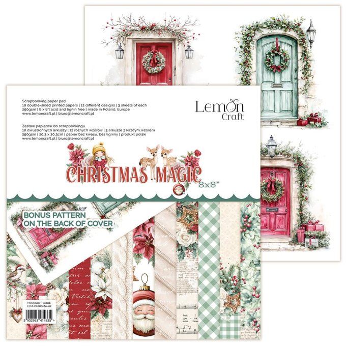 LemonCraft - Bloc de 18 feuilles, 20x20cm - Christmas magic - 250g